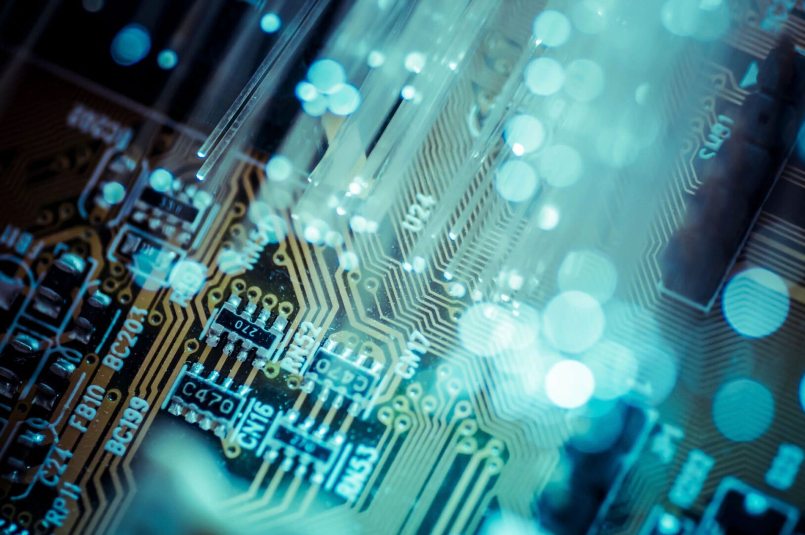 The concept of computer, hardware, futuristic, electronics and technology