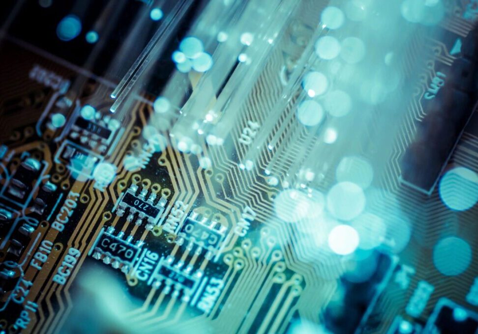 The concept of computer, hardware, futuristic, electronics and technology